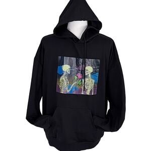Rumwe Skeletons in Love Lightweight Hoodie Kangaroo Pocket Women's Size XL (12)